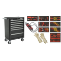 Superline PRO® Rollcab with 63pc Insulated Tool Kit, 7 Drawer, Black (TBTECOMBO2)