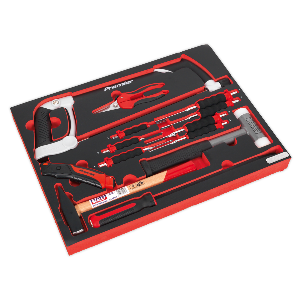 Premier Platinum Hacksaw, Hammers & Punch Kit with Tool Tray 13pc