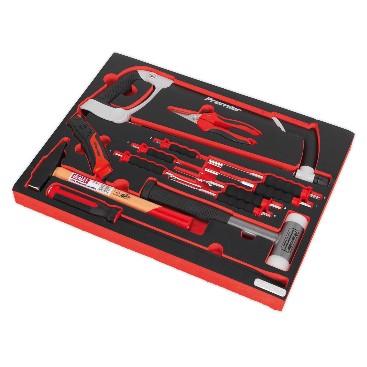 Premier Platinum Hacksaw, Hammers & Punch Kit with Tool Tray