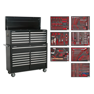 Superline PRO® Tool Chest Combination 23 Drawer with 446pc Tool Kit - Black