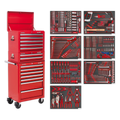 Superline PRO® Tool Chest Combination 14 Drawer with 446pc Tool Kit - Red