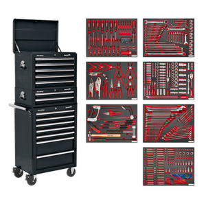 Superline PRO® Tool Chest Combination 14 Drawer with 446pc Tool Kit - Black