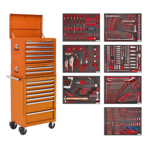 Superline PRO® Tool Chest Combination 14 Drawer with 446pc Tool Kit - Orange