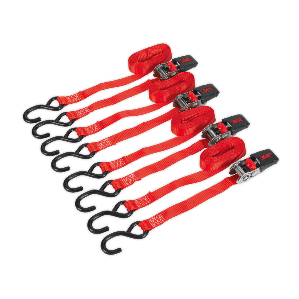Ratchet Strap Polyester Webbing with S-Hooks 25mm x 4m 800kg
