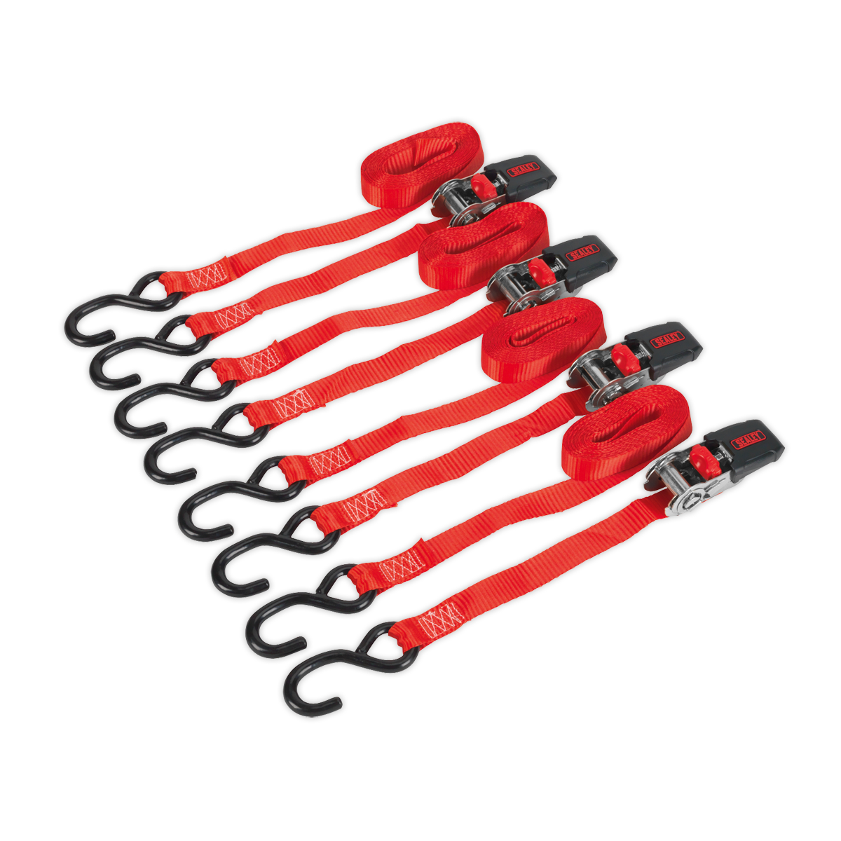 Ratchet Strap Polyester Webbing with S-Hooks 25mm x 4m 800kg