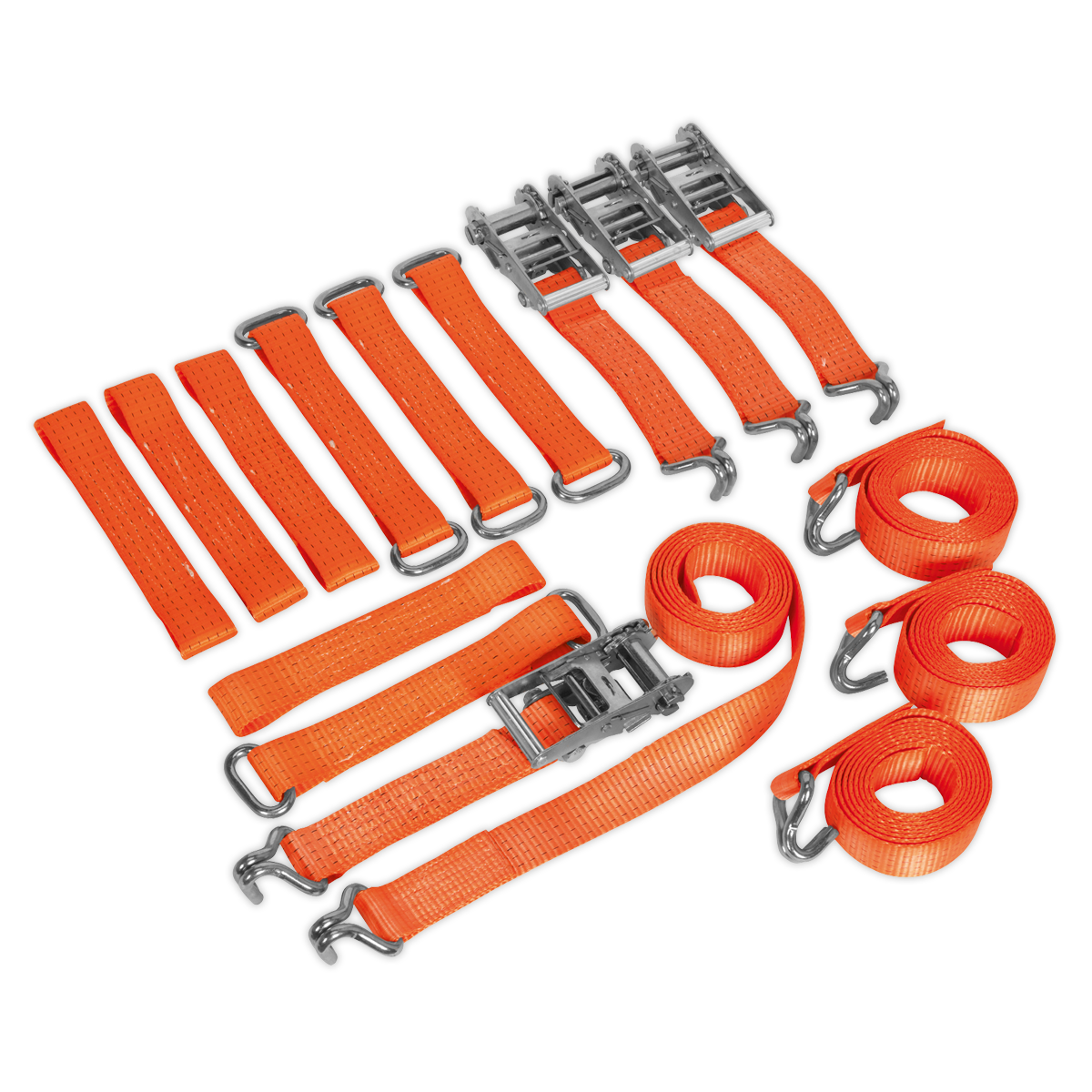 Alloy/Steel Wheel Car Transporter Ratchet Strap Kit 4pc 50mm x 3m 4500kg Breaking Strength