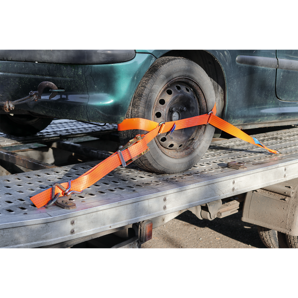 Steel Wheel Car Transporter Ratchet Strap 50mm x 3m 4500kg B