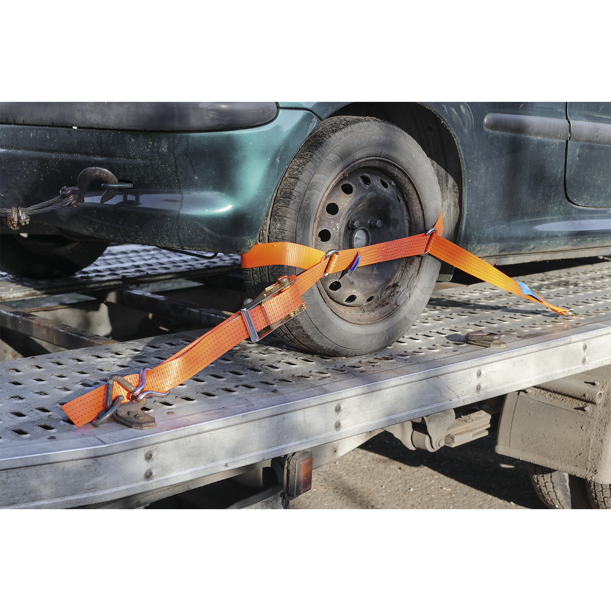 Steel Wheel Car Transporter Ratchet Strap 50mm x 3m 4500kg B