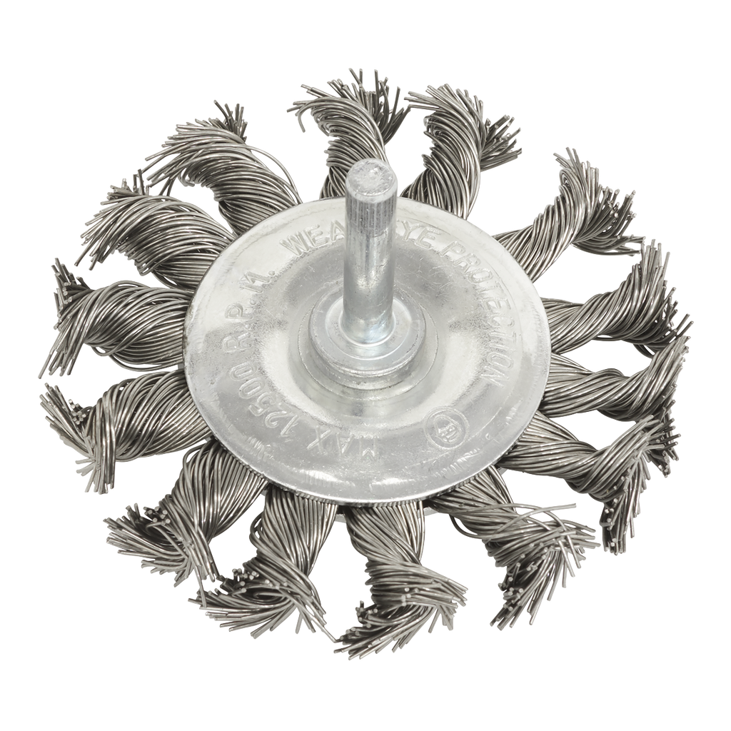 75mm Twist Knot Flat Wire Wheel with 6mm Shaft