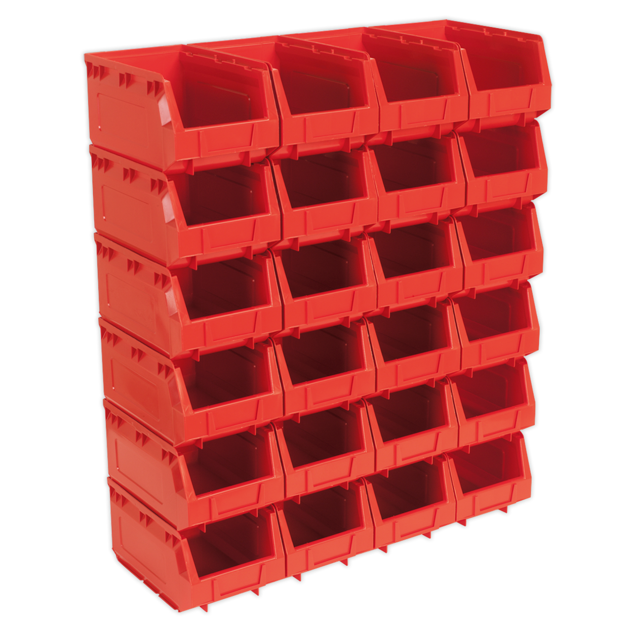 Sealey TPS324R Plastic Storage Bin, 150 x 240 x 130mm, Pack of 24, Red