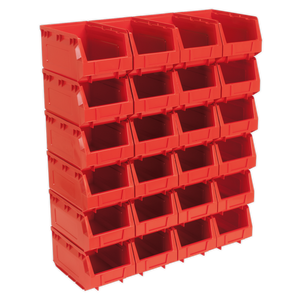 Sealey TPS324R Plastic Storage Bin, 150 x 240 x 130mm, Pack of 24, Red