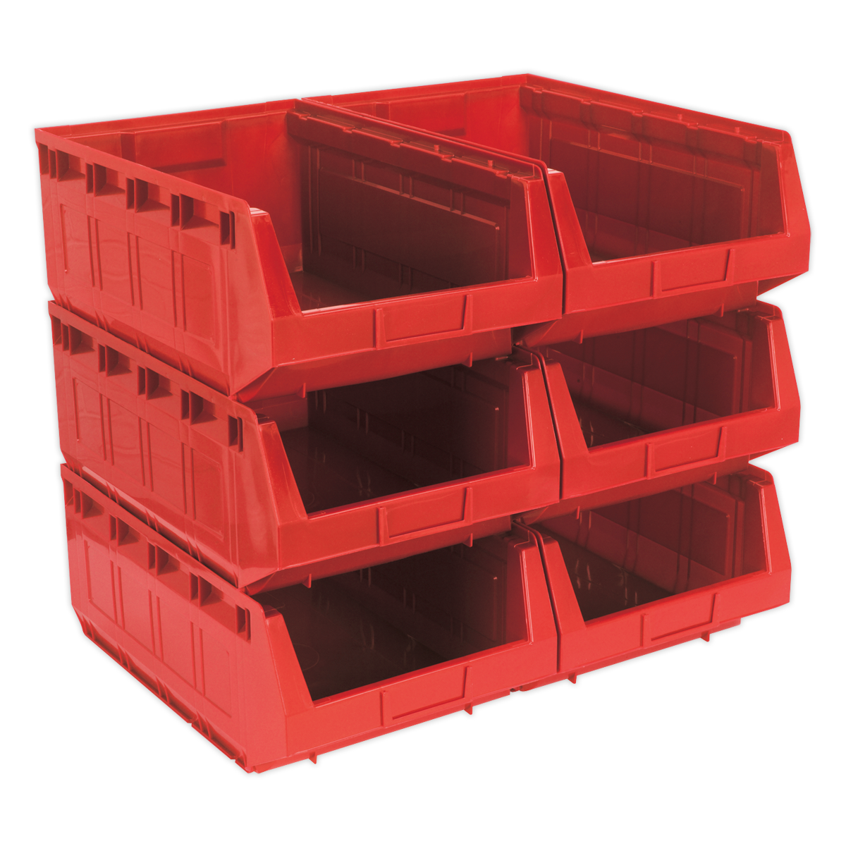 Plastic Storage Bin 310 x 500 x 190mm, Red - Pack of 6