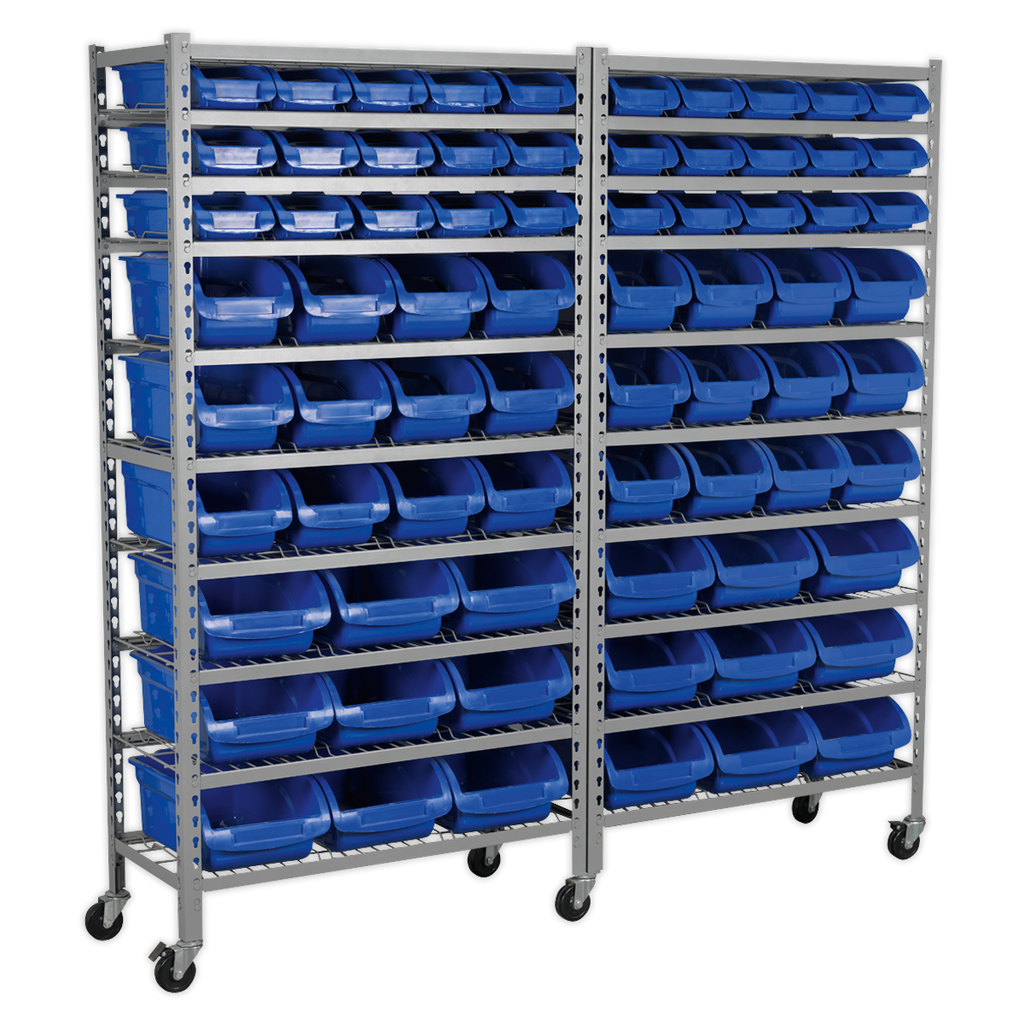 Mobile Bin Storage System with 72 Bins