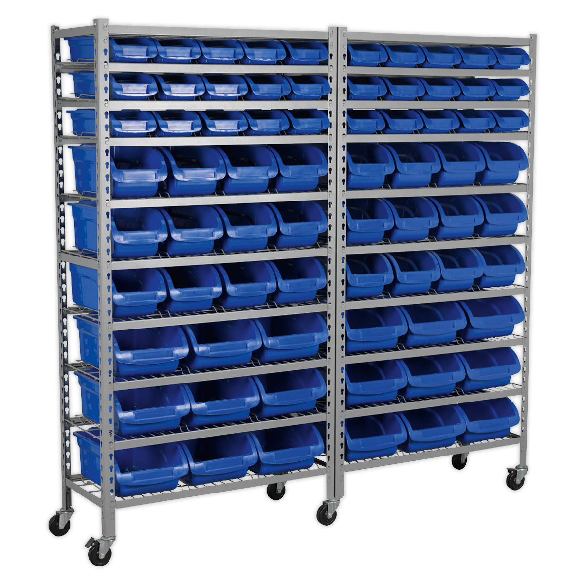 Mobile Bin Storage System with 72 Bins