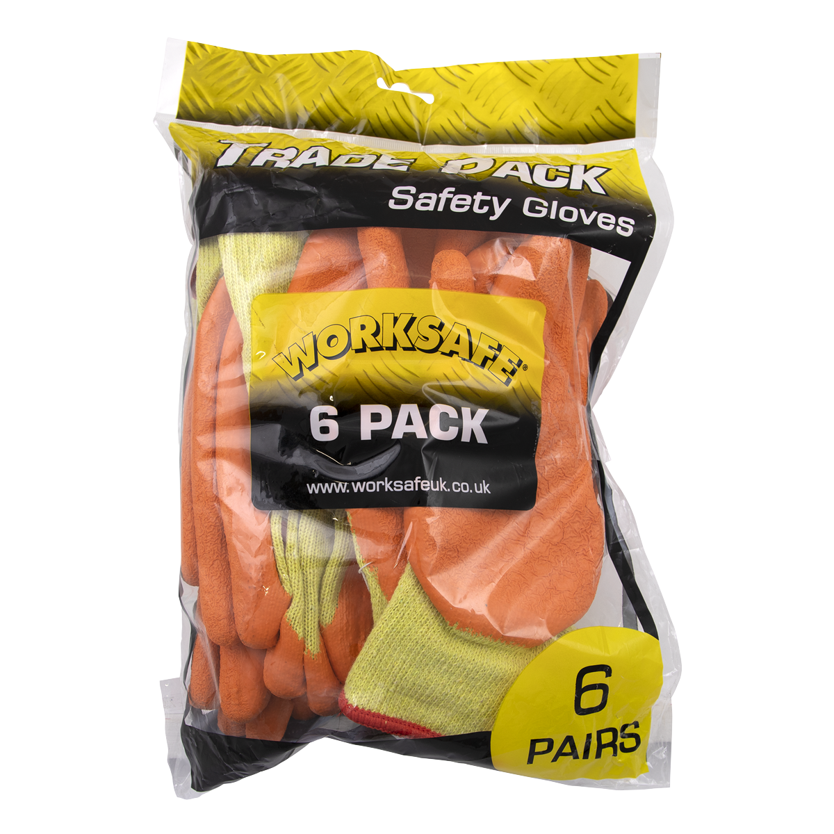 Worksafe® Super Grip Knitted Gloves with Latex Palm, Large - Pack of 6 Pairs