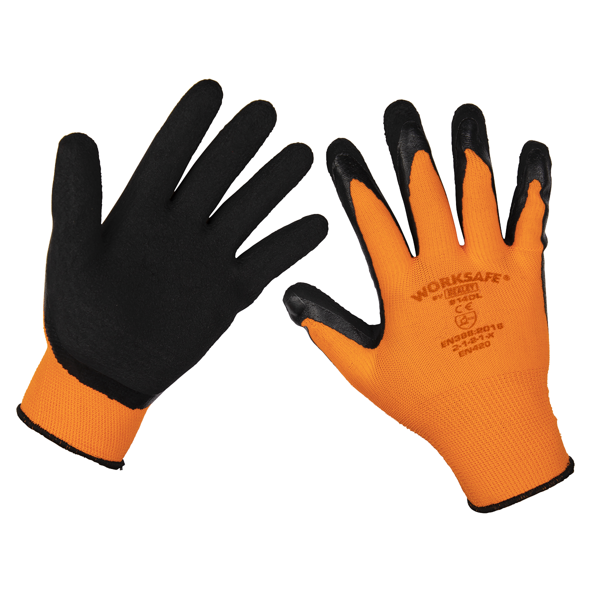 Worksafe® Foam Latex Grippa Gloves, Large - Pack of 6 Pairs