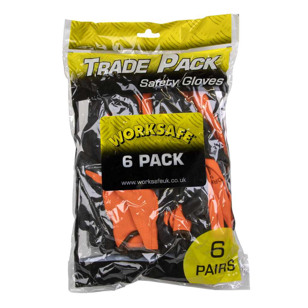 Worksafe® Foam Latex Grippa Gloves, X-Large - Pack of 6 Pair