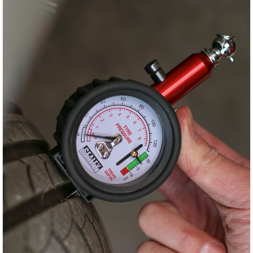 Tyre Pressure Gauge with Tyre Tread Depth Gauge 0-8bar(0-120