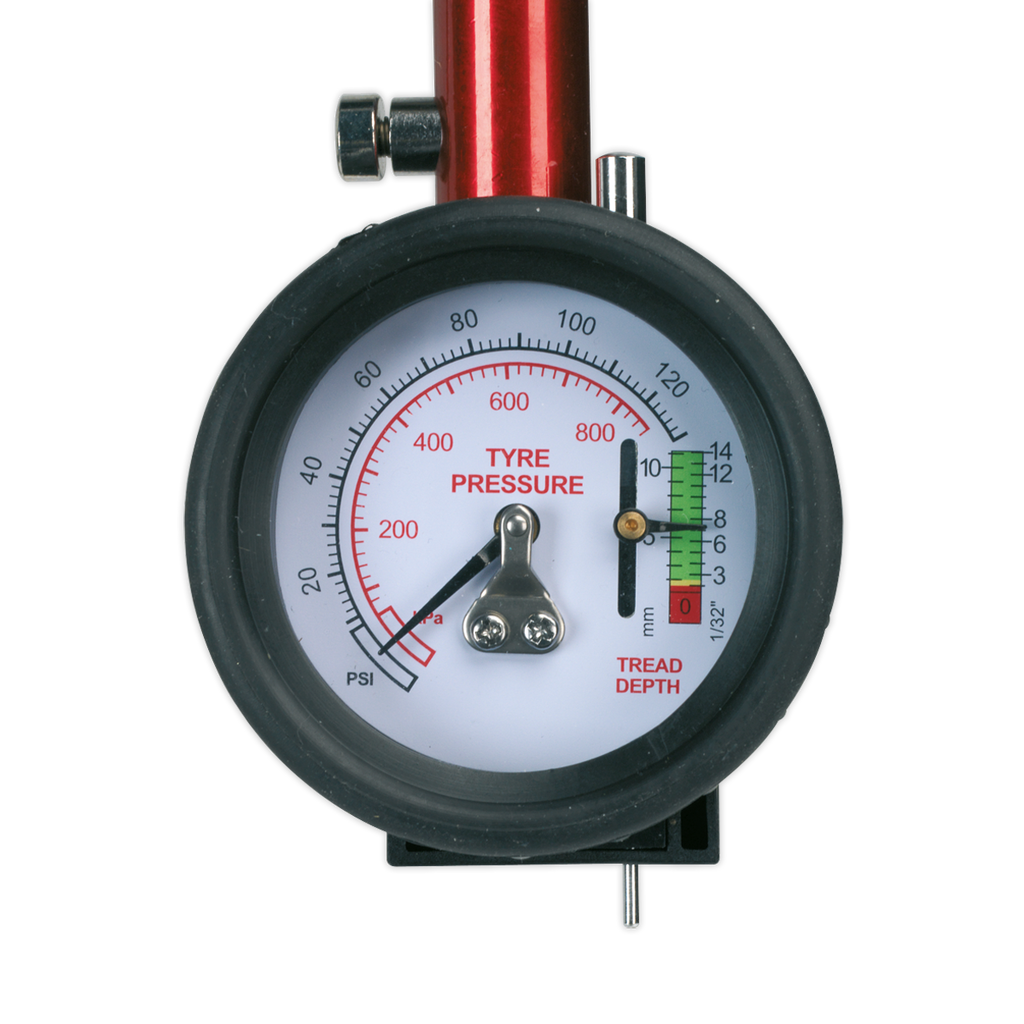 Tyre Pressure Gauge with Tyre Tread Depth Gauge 0-8bar(0-120