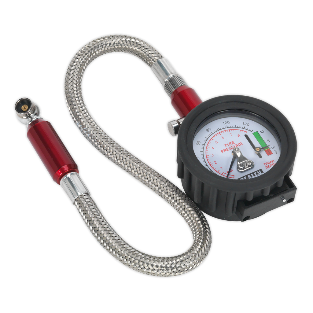 Tyre Pressure Gauge & Tyre Tread Depth Gauge with Flexible H
