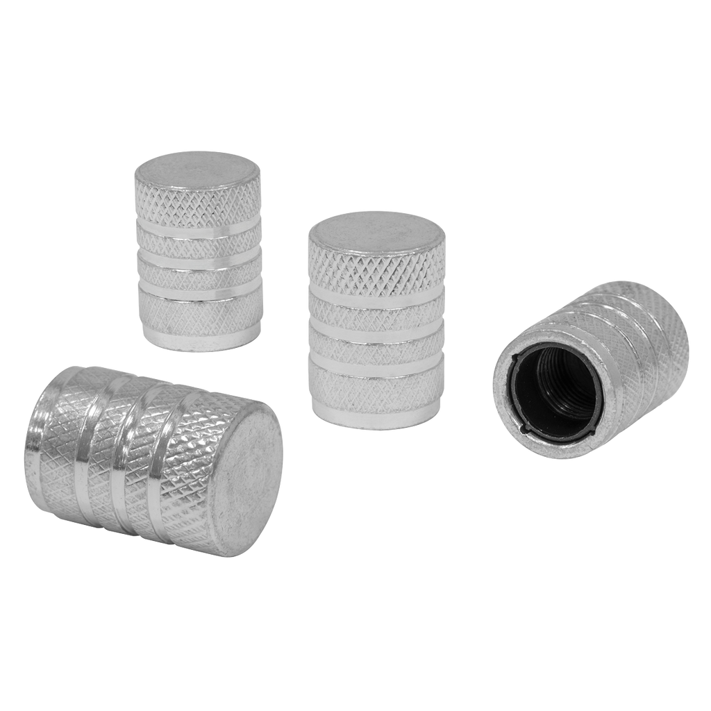 Aluminium Valve Cap 4pc - Silver Anodised