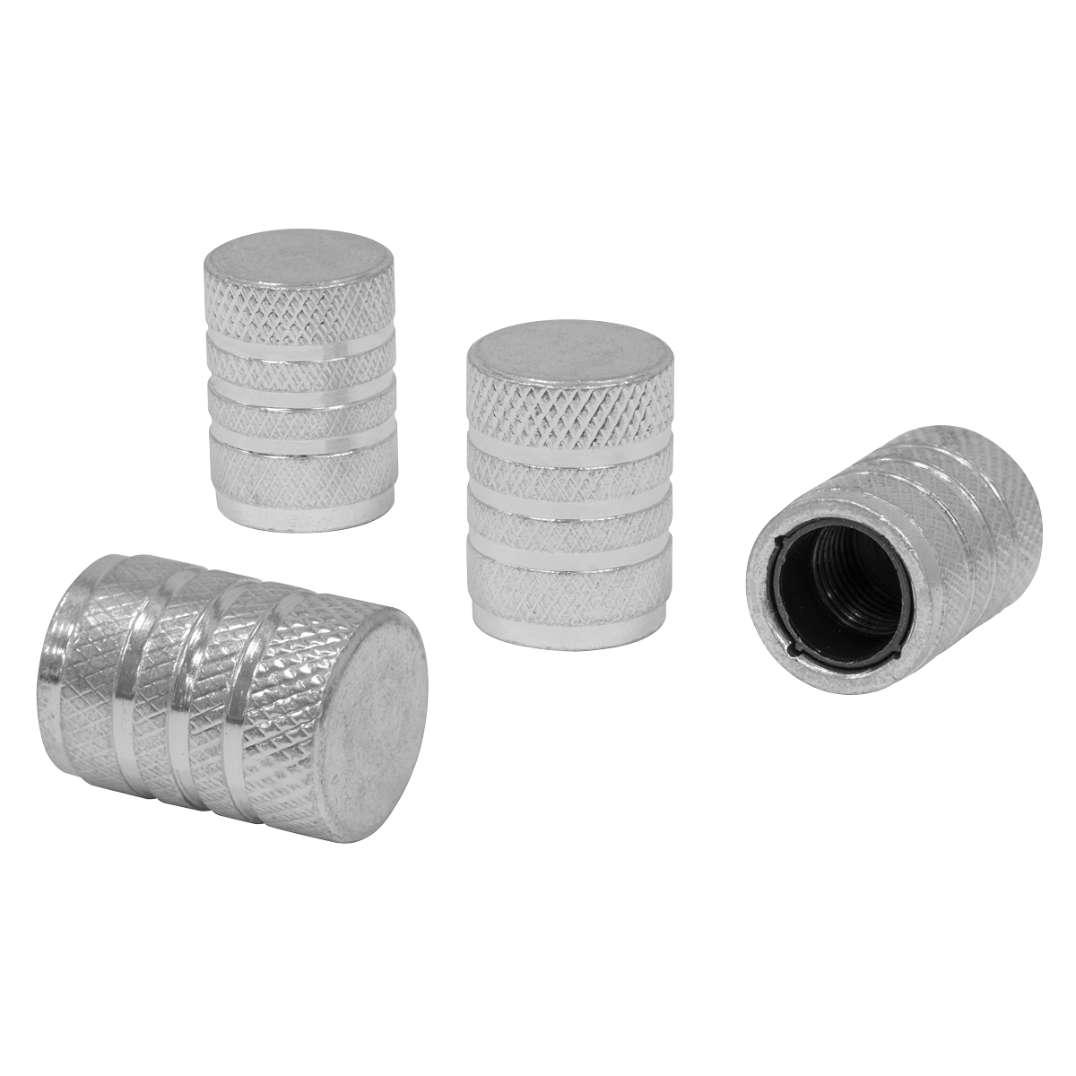 Aluminium Valve Cap 4pc - Silver Anodised