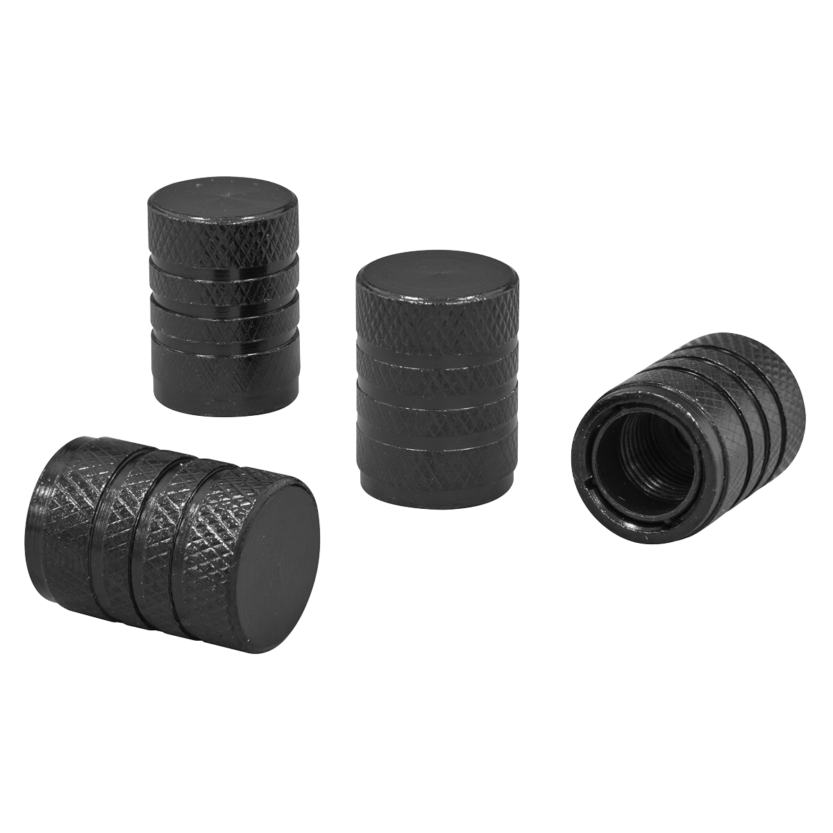 Aluminium Valve Cap 4pc - Black Anodised