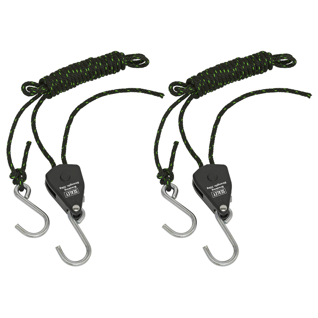 Ratchet Parts Hanger/Tie Down with S-Shaped Hooks 2m - Pack