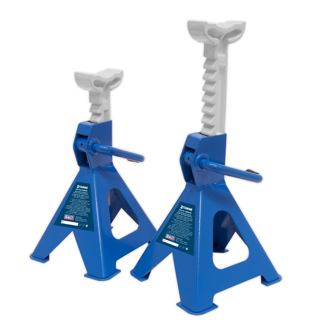Ratchet Type Axle Stands, 2 Tonne Capacity per Stand, Blue (VS2002BL)