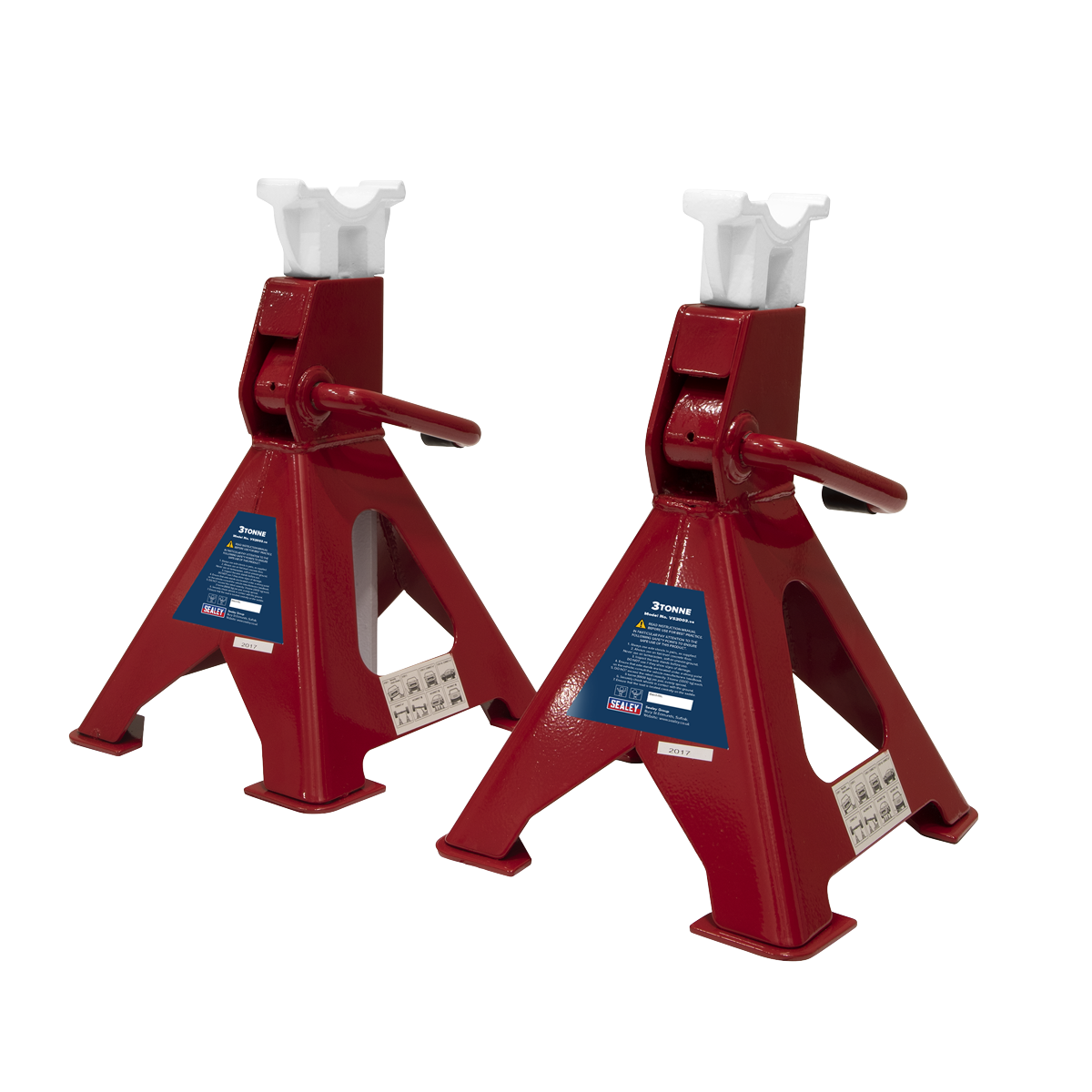 Ratchet Type Axle Stands, 3 Tonne Capacity per Stand, Red (VS2003)