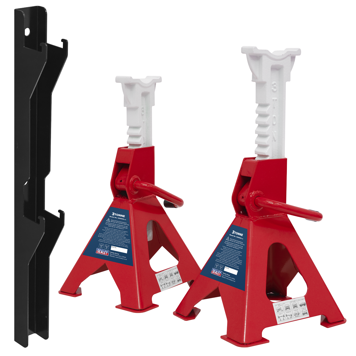 Ratchet Type Axle Stands & Storage Rack Combo, 3 Tonne, Red (VS2003COMBO)