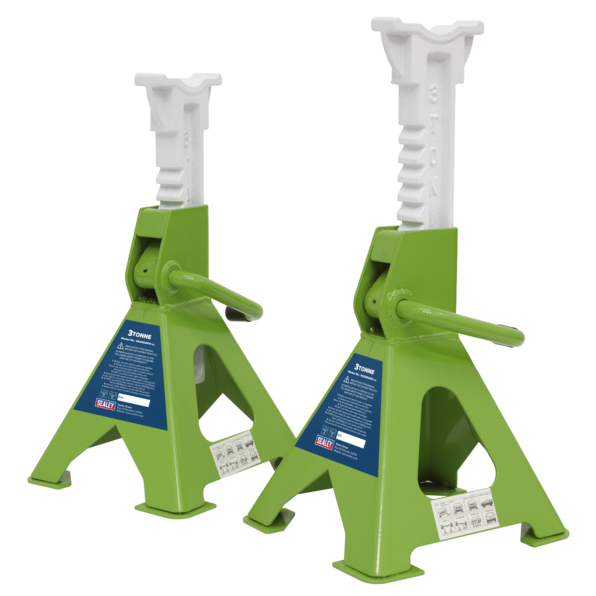 Ratchet Type Axle Stands & Storage Rack Combo, 3 Tonne, Green (VS2003HVCOMBO)
