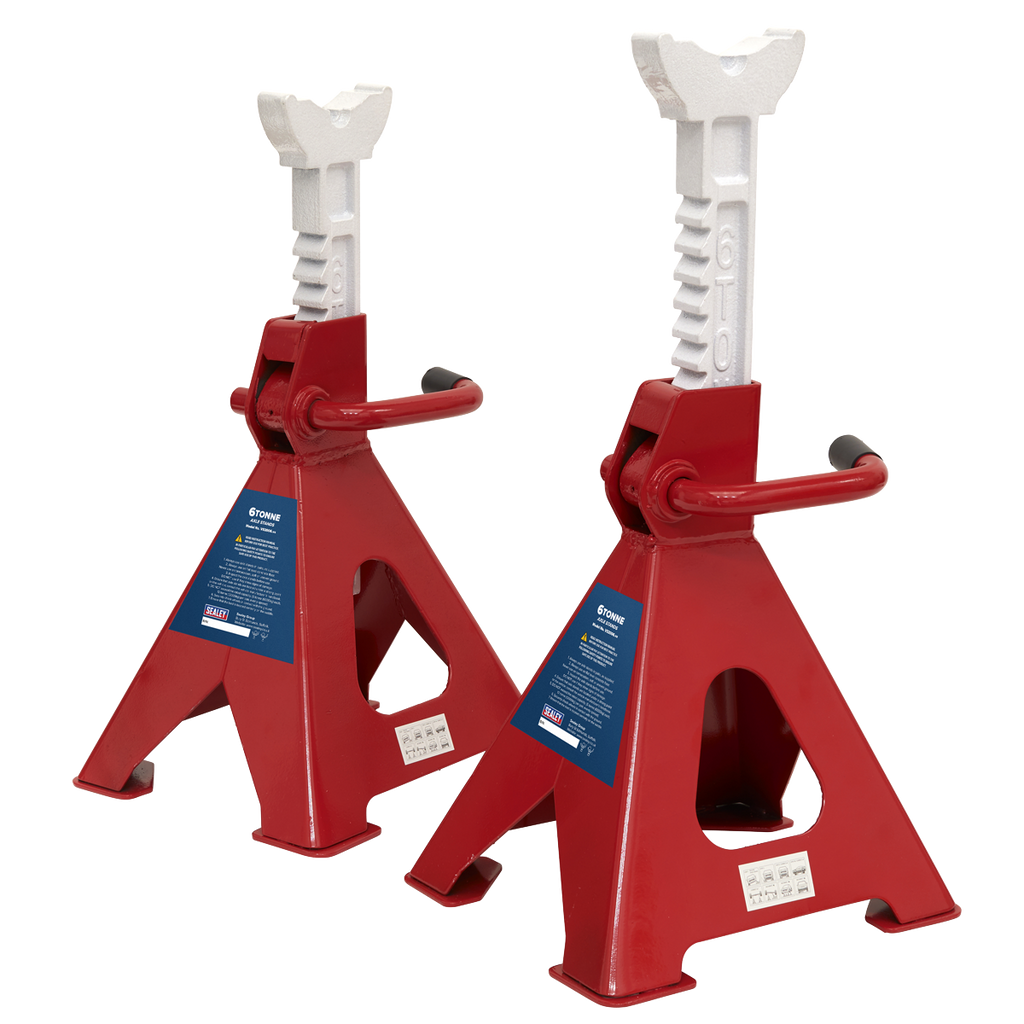 Ratchet Type Axle Stands, 6 Tonne Capacity per Stand, Red (VS2006)