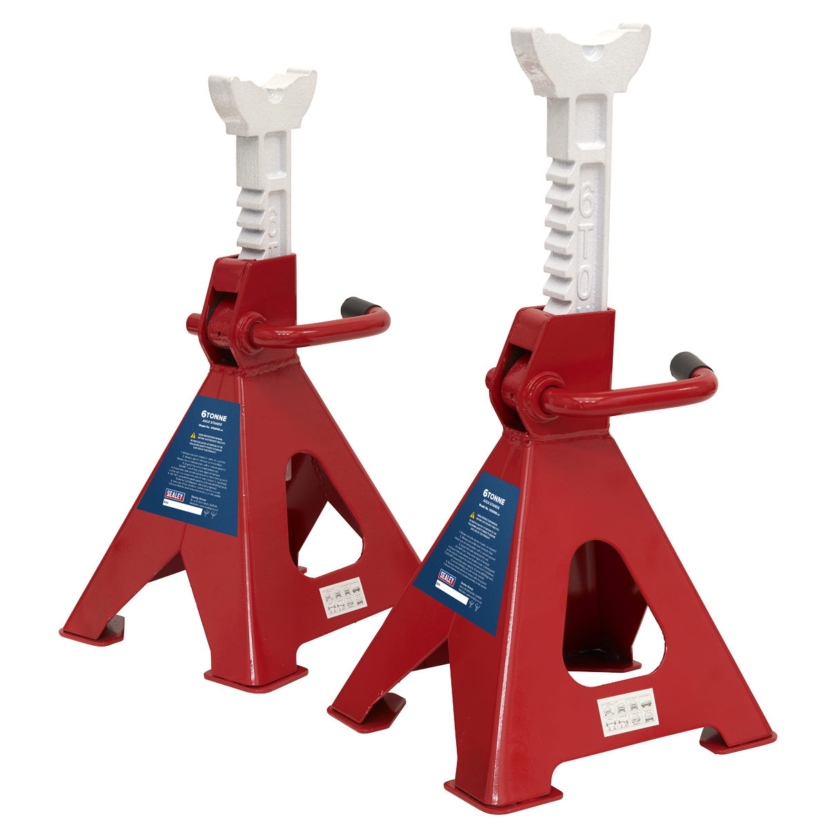 Ratchet Type Axle Stands, 6 Tonne Capacity per Stand, Red (VS2006)