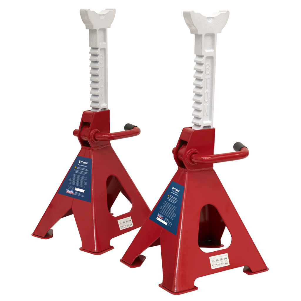 Ratchet Type Axle Stands, 6 Tonne Capacity per Stand, Red (VS2006)