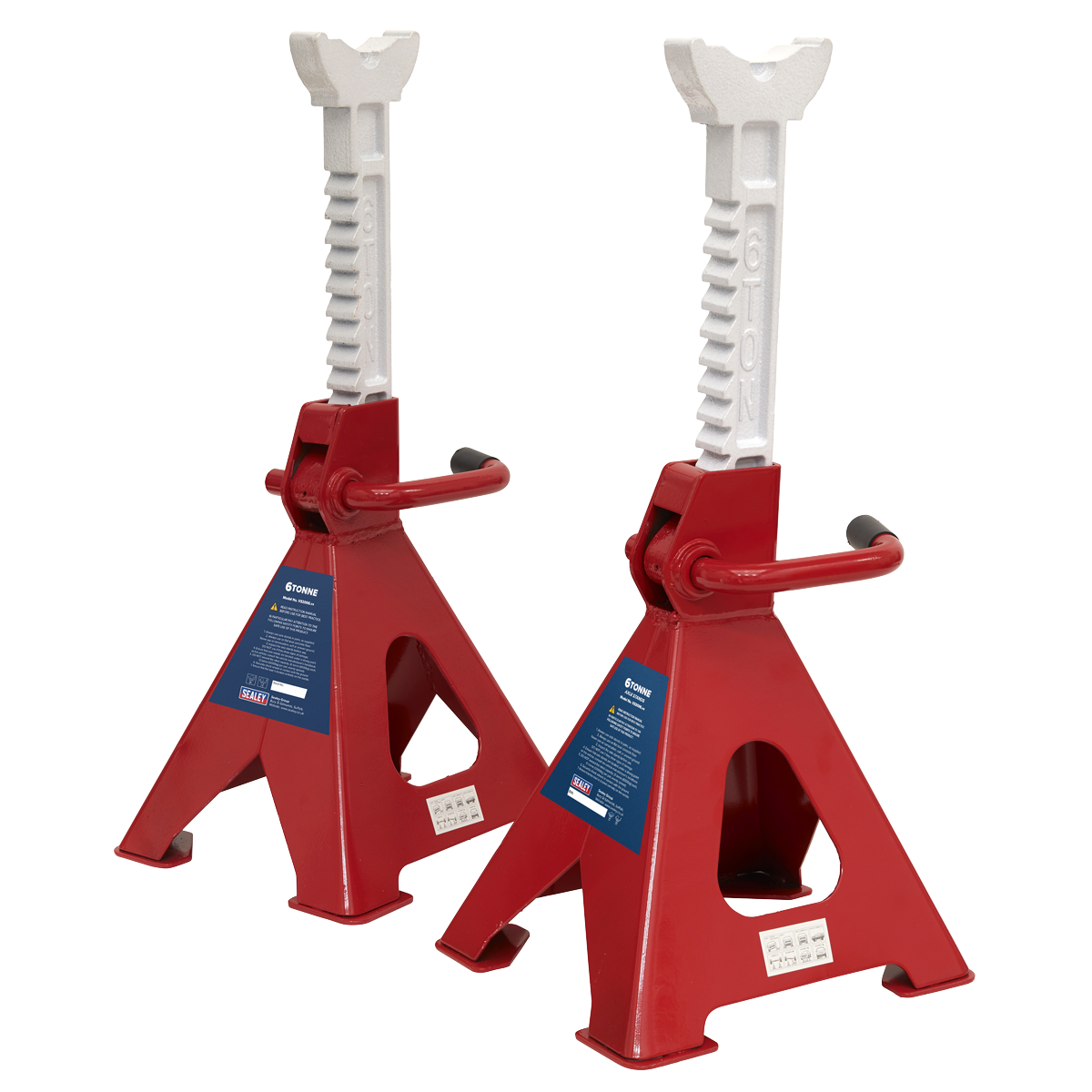 Ratchet Type Axle Stands, 6 Tonne Capacity per Stand, Red (VS2006)