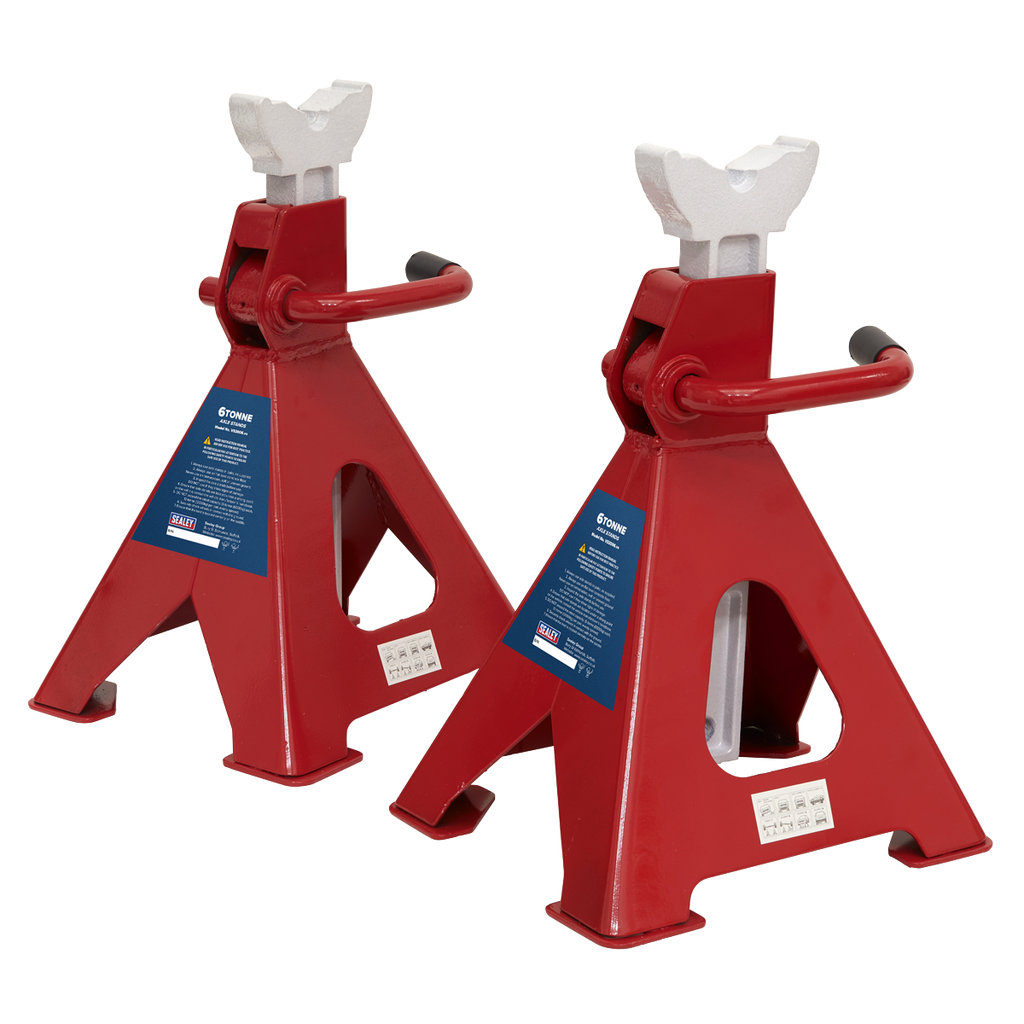 Ratchet Type Axle Stands, 6 Tonne Capacity per Stand, Red (VS2006)