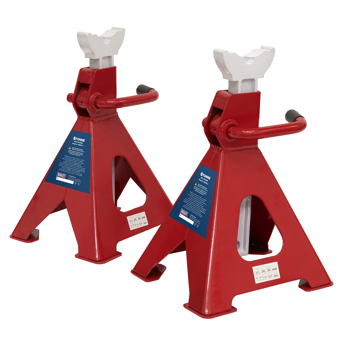 Ratchet Type Axle Stands, 6 Tonne Capacity per Stand, Red (VS2006)