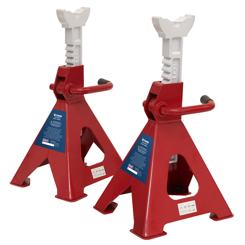 Ratchet Type Axle Stands, 6 Tonne Capacity per Stand, Red (VS2006)