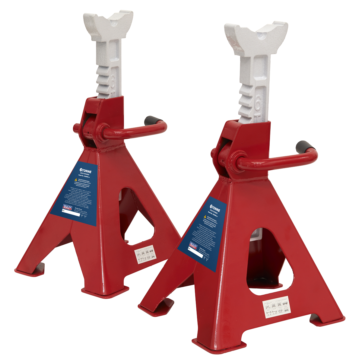 Ratchet Type Axle Stands, 6 Tonne Capacity per Stand, Red (VS2006)