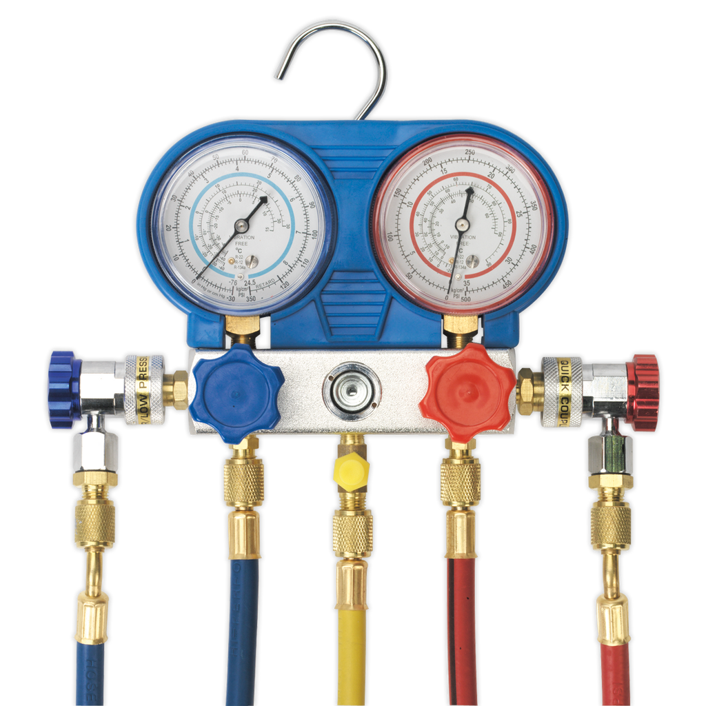 Air Conditioning System Manifold with Sight Glass