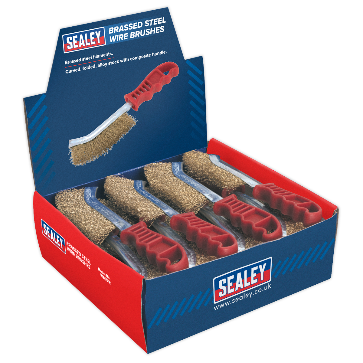 Brassed Steel Wire Brush with Plastic Handle - Display Box of 24