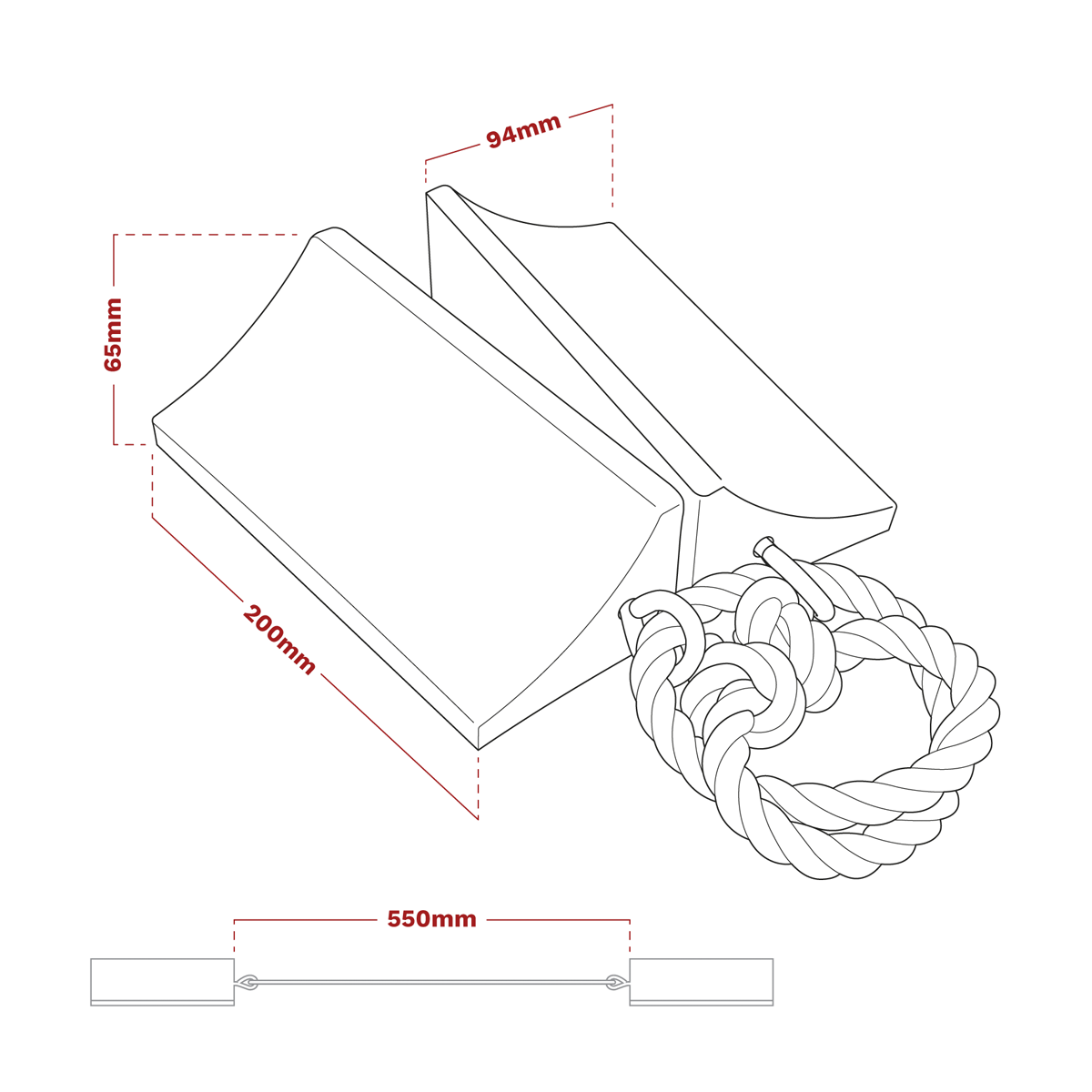 Heavy-Duty Rubber Wheel Chocks, Pair (WC16)