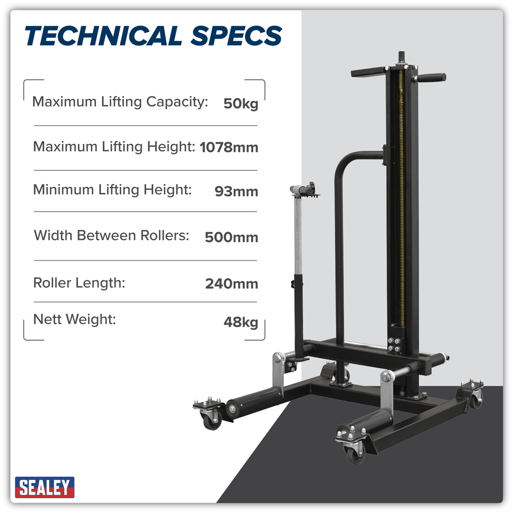 Viking Quick Lift Wheel Removal/Lifter Trolley, 50kg Capacity (WD50QLS) (Factory Refurbished B)