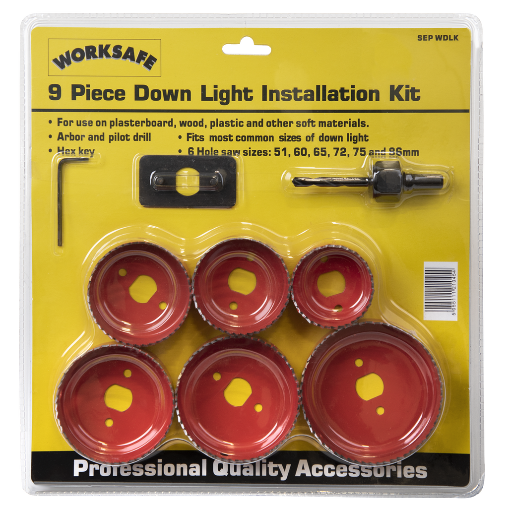 Worksafe® Downlight Hole Saw Kit 9pc