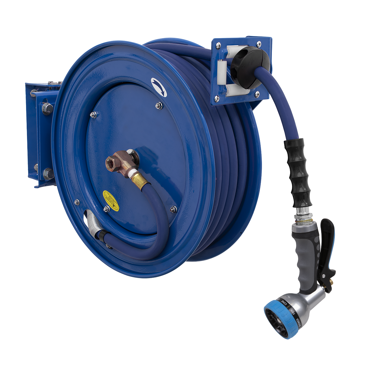 Heavy-Duty Retractable Water Hose Reel 15m 13mm ID Rubber Hose
