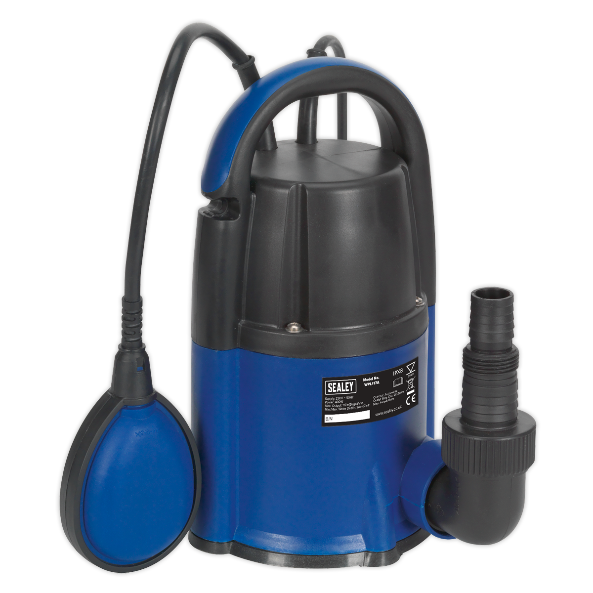 Submersible Water Pump Automatic Low Level 2mm 117L/min 230V