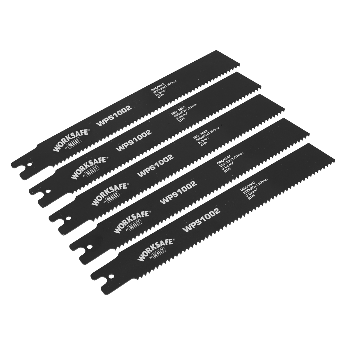 Worksafe® Pipe Saw Blade 200 x 25 x 1.7mm 8tpi - Pack of 5
