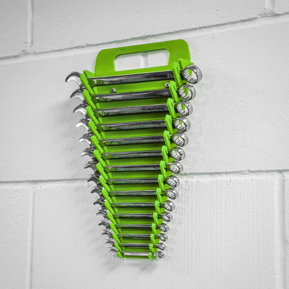 Premier Spanner Rack, 15 Spanners Capacity, Hi-Vis Green (WR08HV)