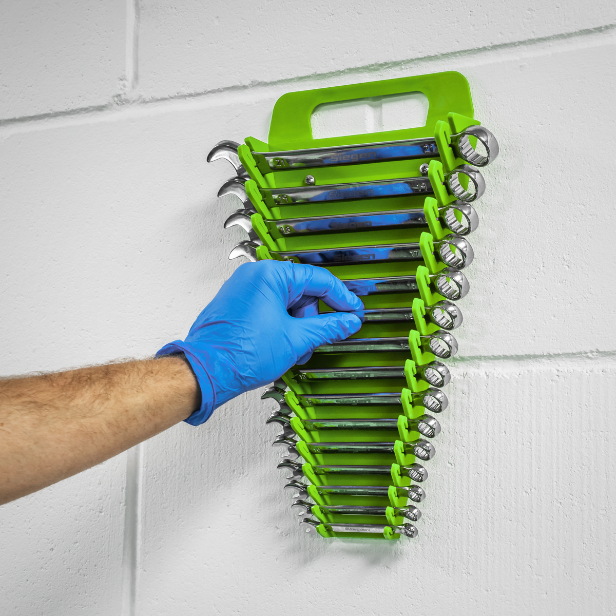 Premier Spanner Rack, 15 Spanners Capacity, Hi-Vis Green (WR08HV)